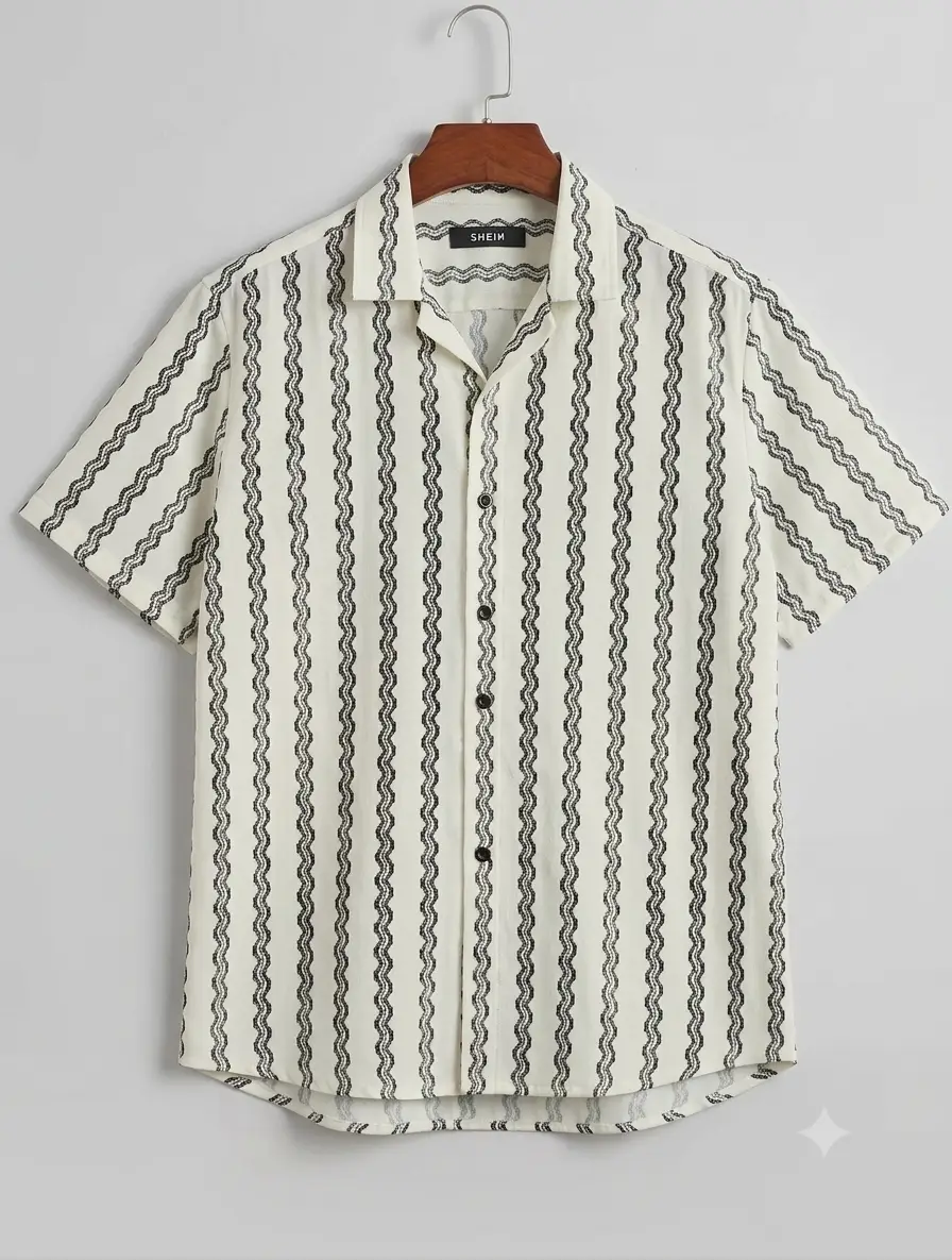 Wholesale Men's Cuban Collar Striped Shirts Manufacturer & Supplier – Half Sleeve
