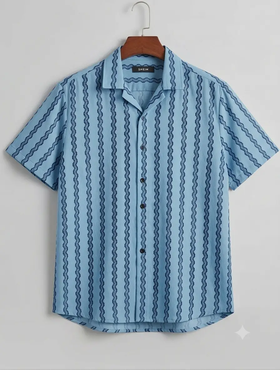 Wholesale Men's Cuban Collar Striped Shirts Manufacturer & Supplier – Half Sleeve