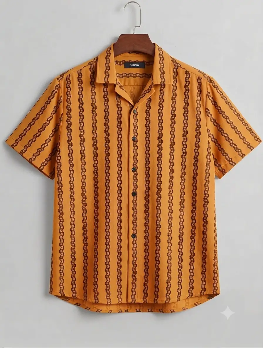 Wholesale Men's Cuban Collar Striped Shirts Manufacturer & Supplier – Half Sleeve