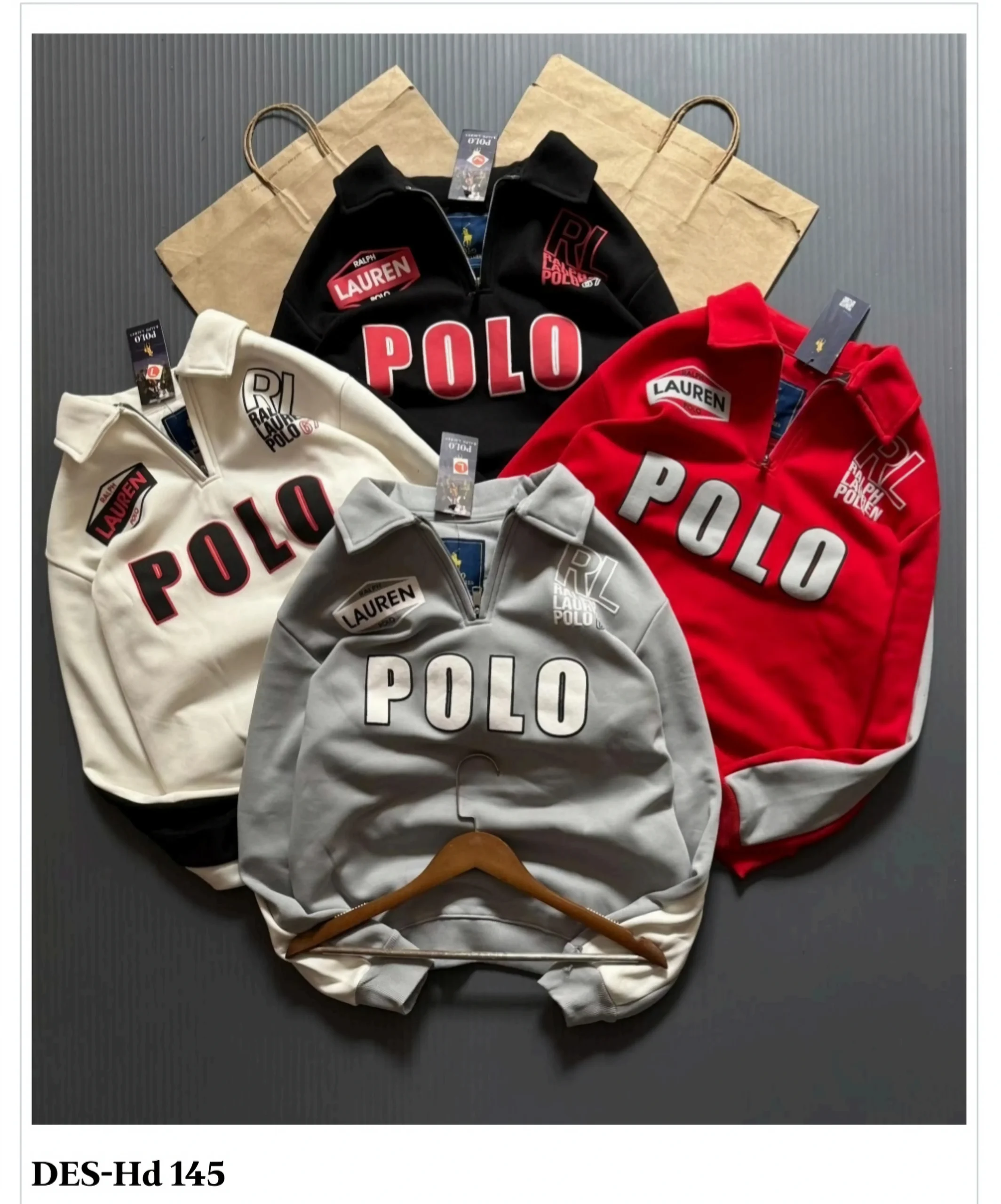 Men's Polo Half-Zip Sweatshirt DES-Hd 145 (16 Pcs Set)