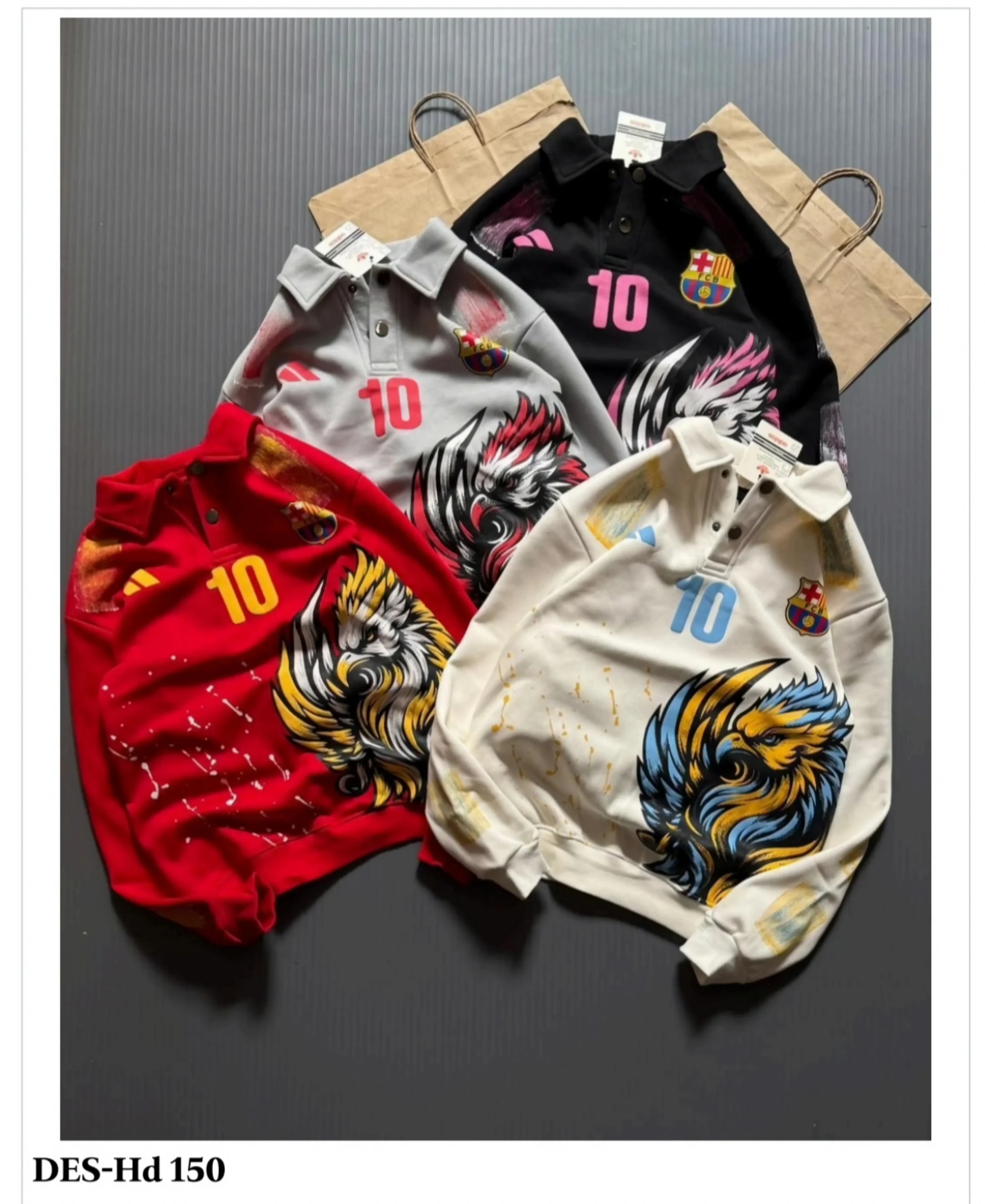 Men's Graphic Collared Sweatshirt DES-Hd 150 (16 Pcs Set)