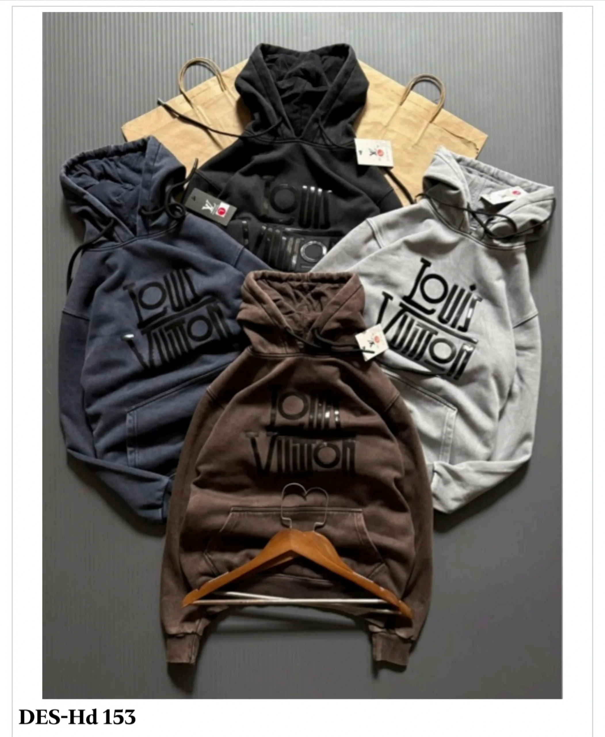 Men's Embossed Hooded Sweatshirt DES-Hd 153 (12 Pcs Set)
