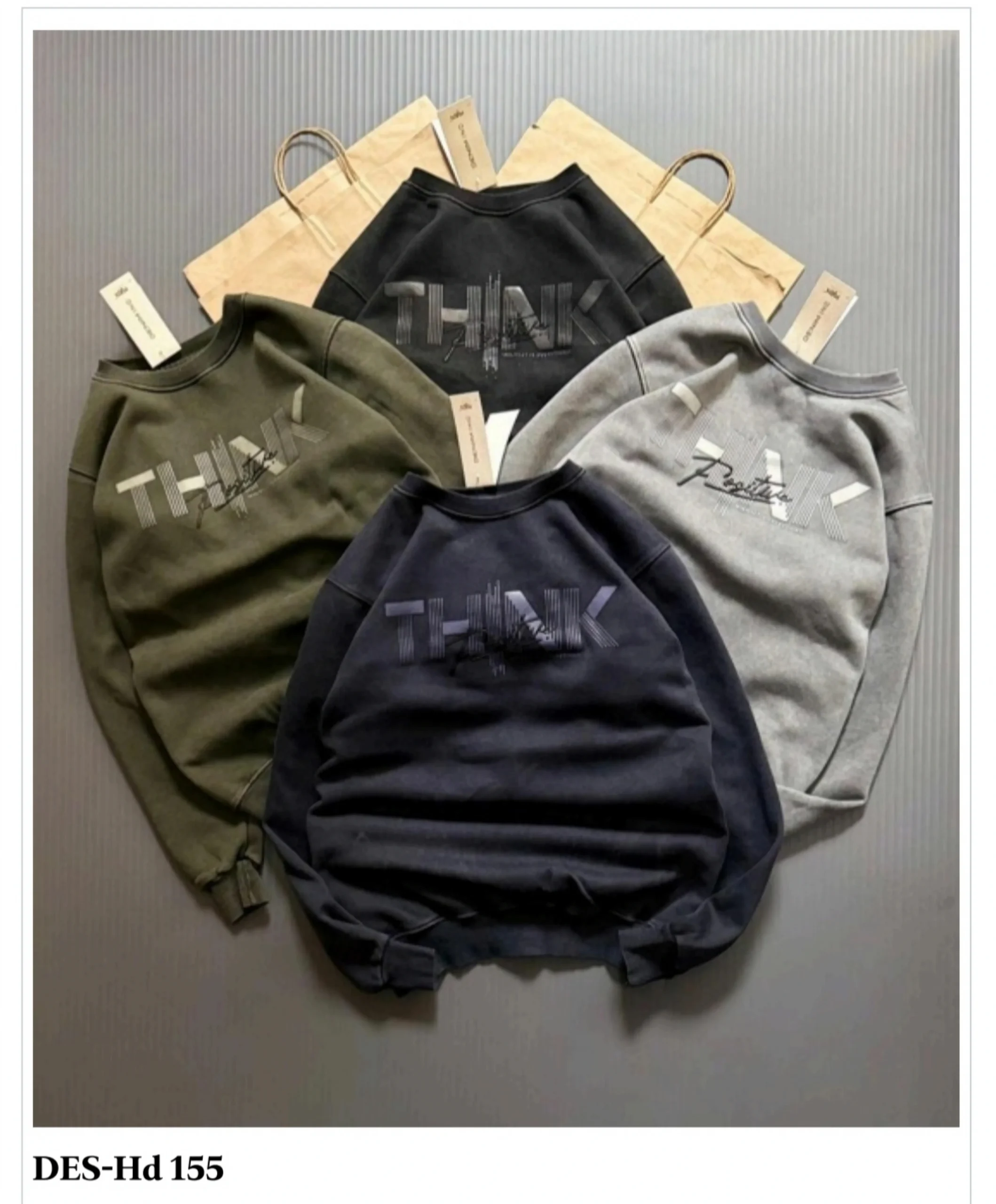 Men's Think Typography Crew Sweatshirt DES-Hd 155 (12 Pcs Set)
