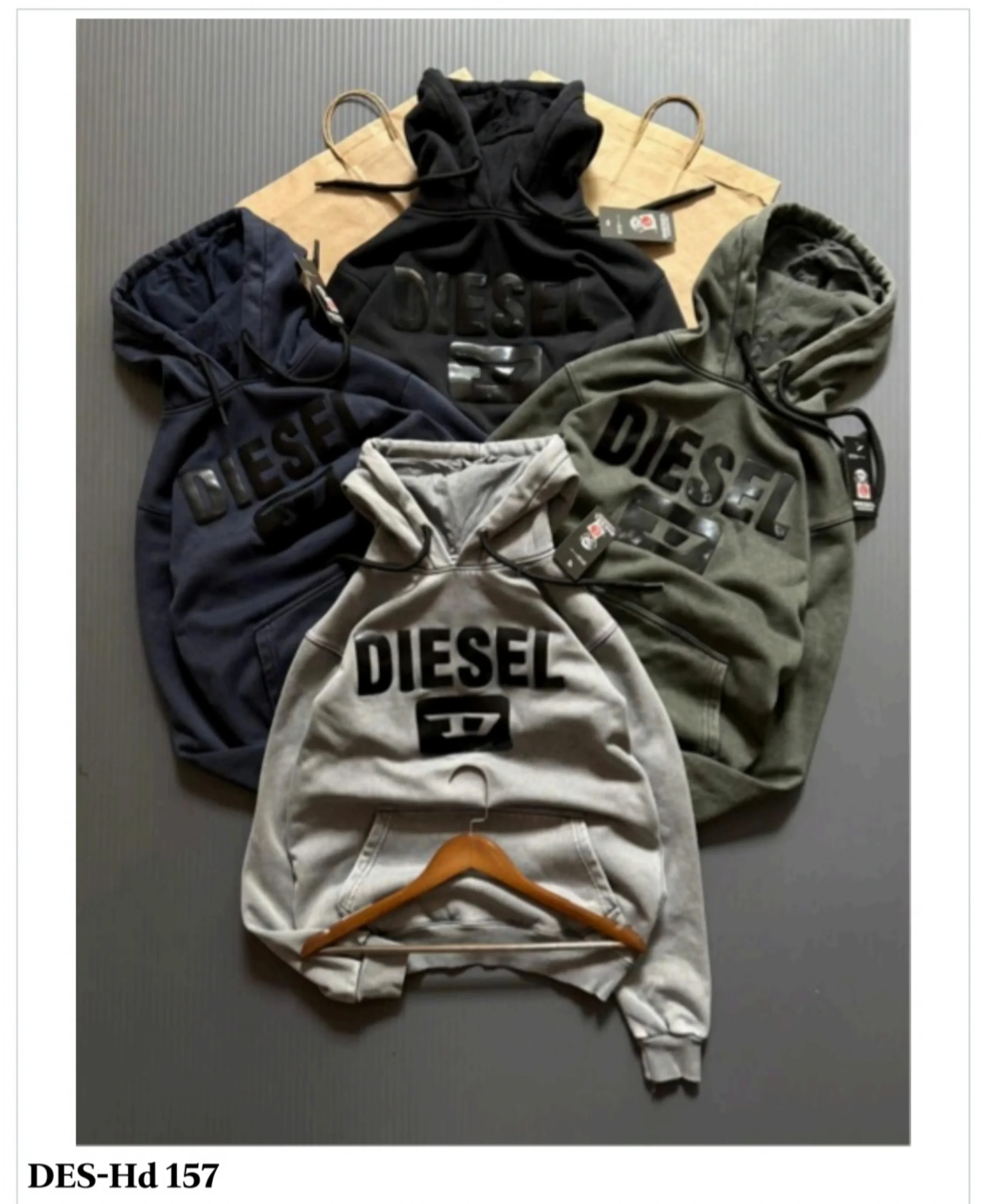Men's Box Logo Heavy Hoodie DES-Hd 157 (12 Pcs Set)