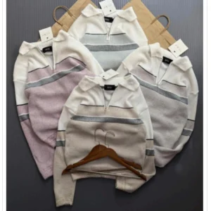 Men’s Minimal Stripe Zipper Knitwear DES-Hd 165 (12 Pcs Set)