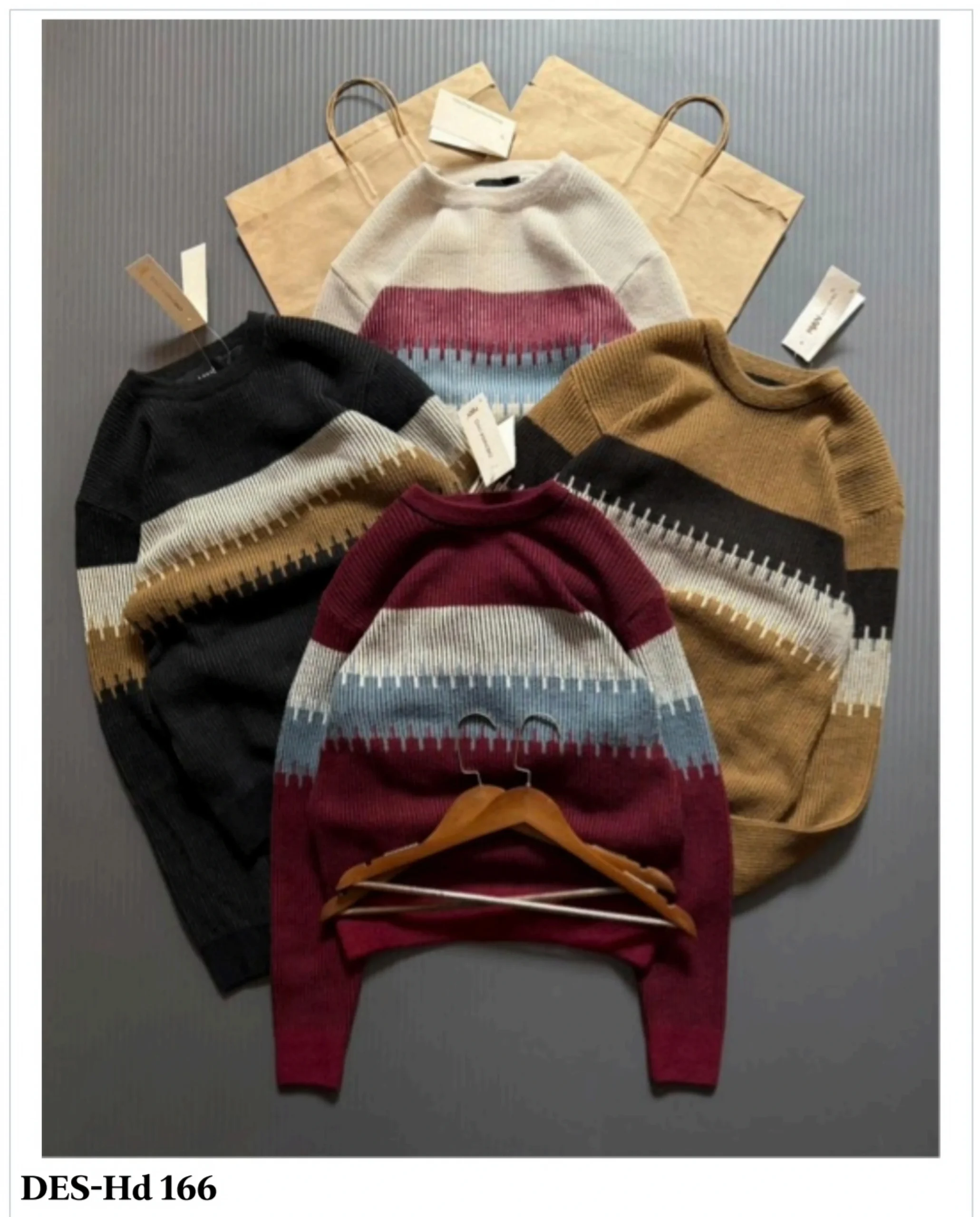 Men's Multi-Band Crewneck Pullover DES-Hd 166 (12 Pcs Set)