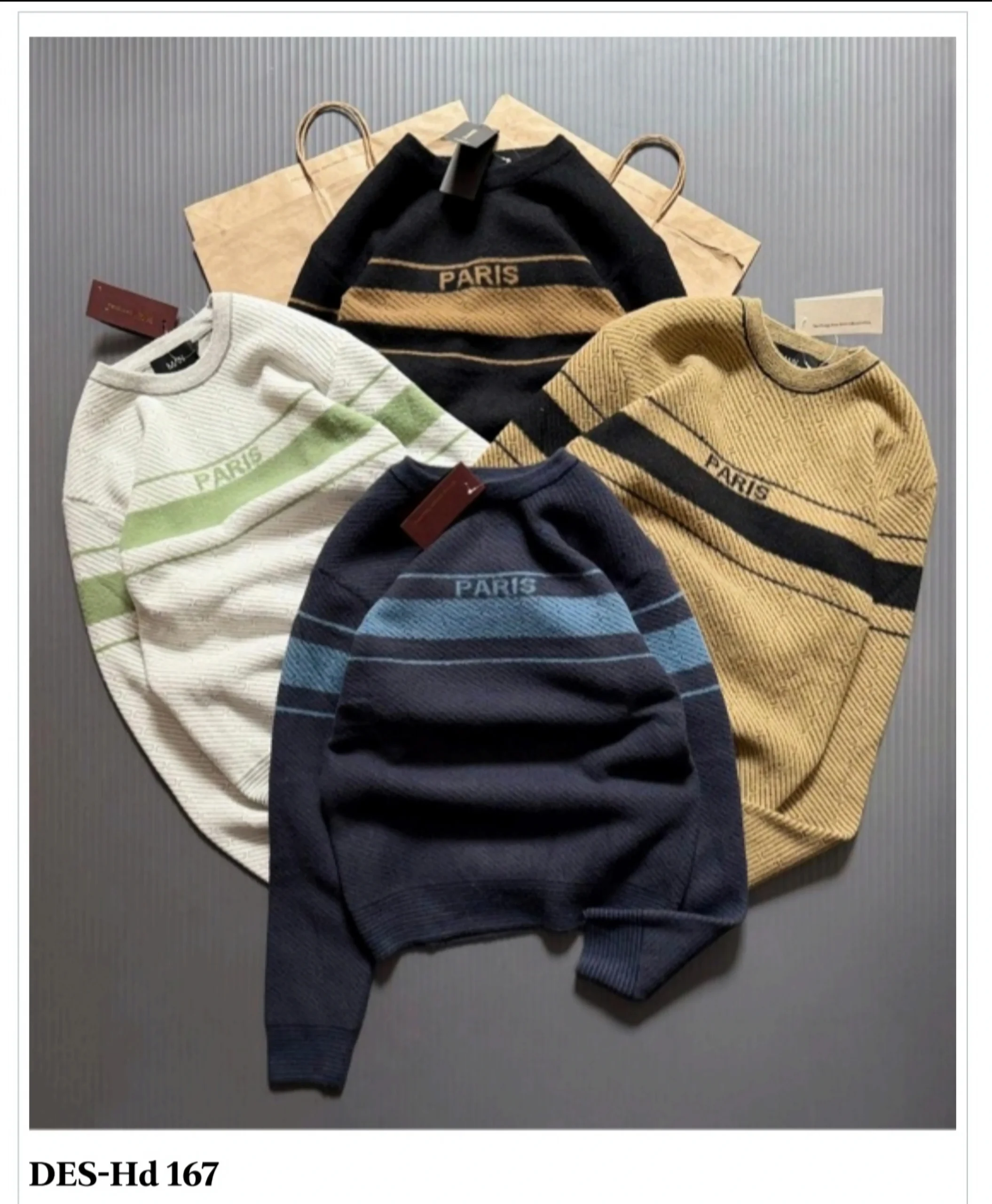Men's Paris Chest Stripe Sweatshirt DES-Hd 167 (12 Pcs Set)