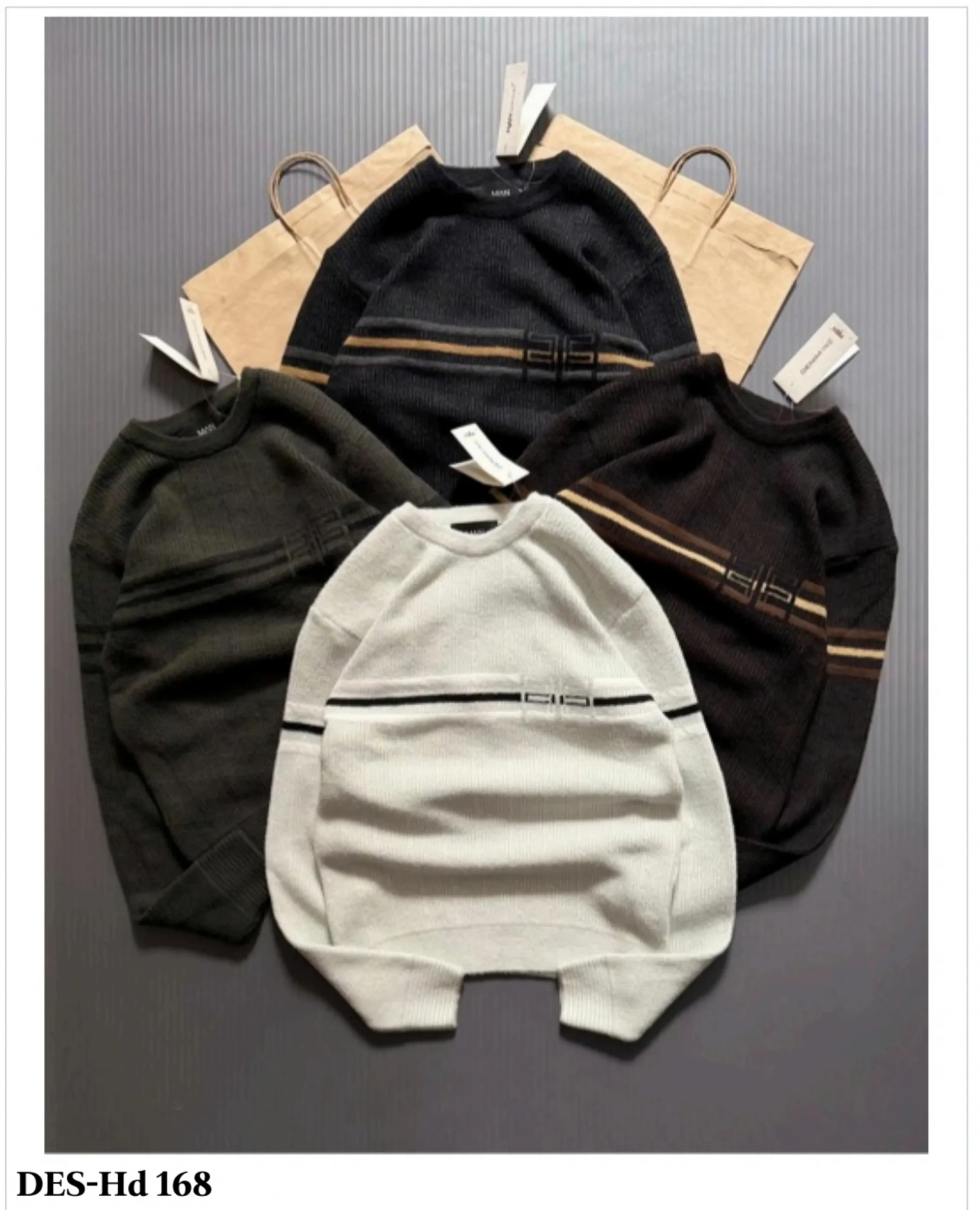 Men's Minimal Double Stripe Sweatshirt DES-Hd 168 (12 Pcs Set)