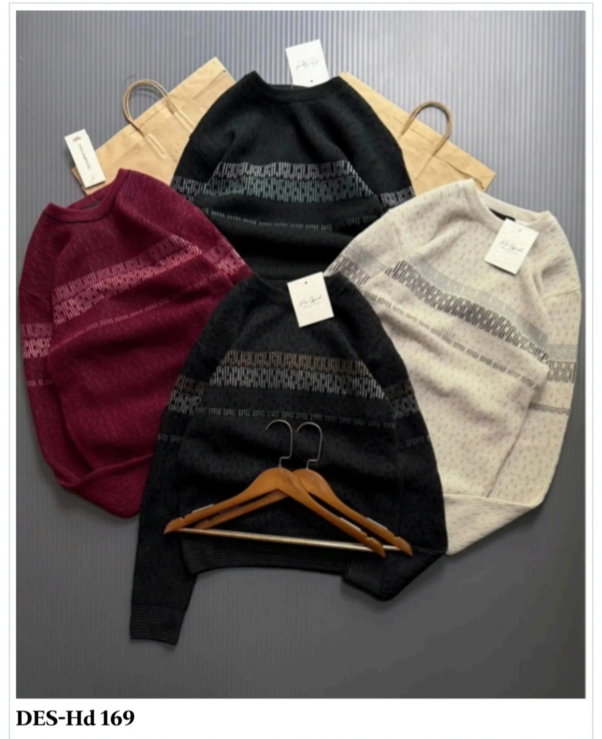 Men's Textured Pattern Winter Pullover DES-Hd 169 (12 Pcs Set)