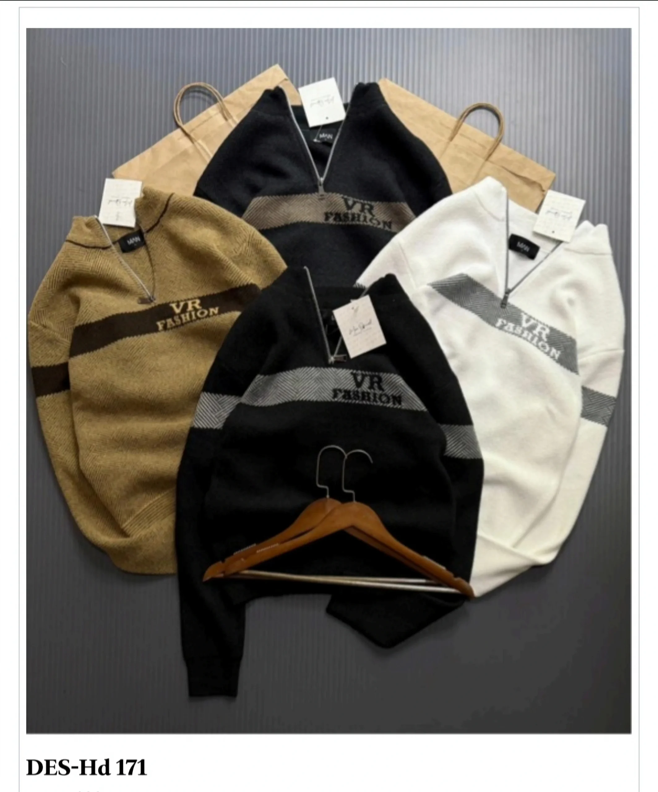 Men's Half-Zip Fashion Knitwear DES-Hd 171 (12 Pcs Set)