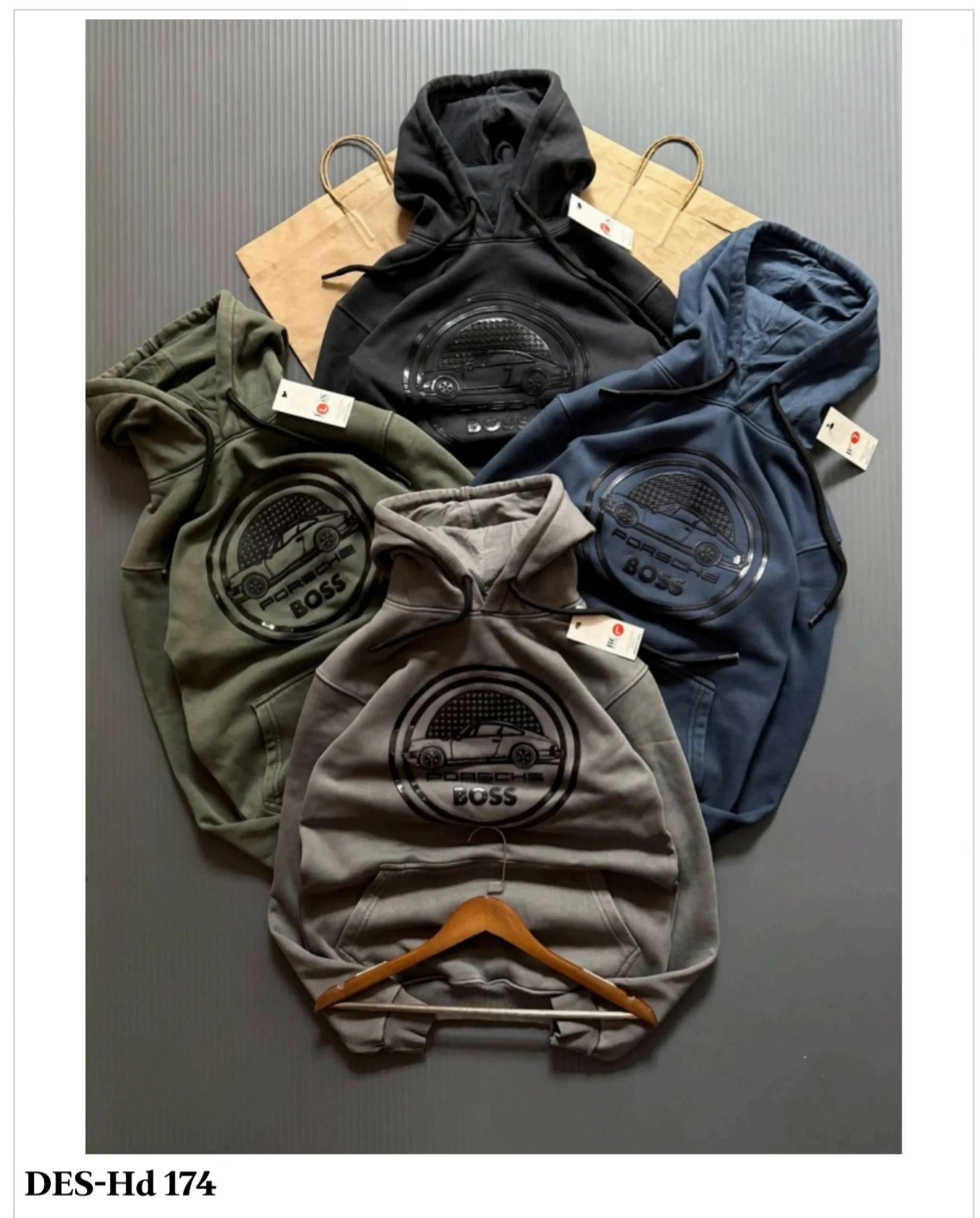 Men's Porsche Boss Embossed Hoodie DES-Hd 174 (12 Pcs Set)