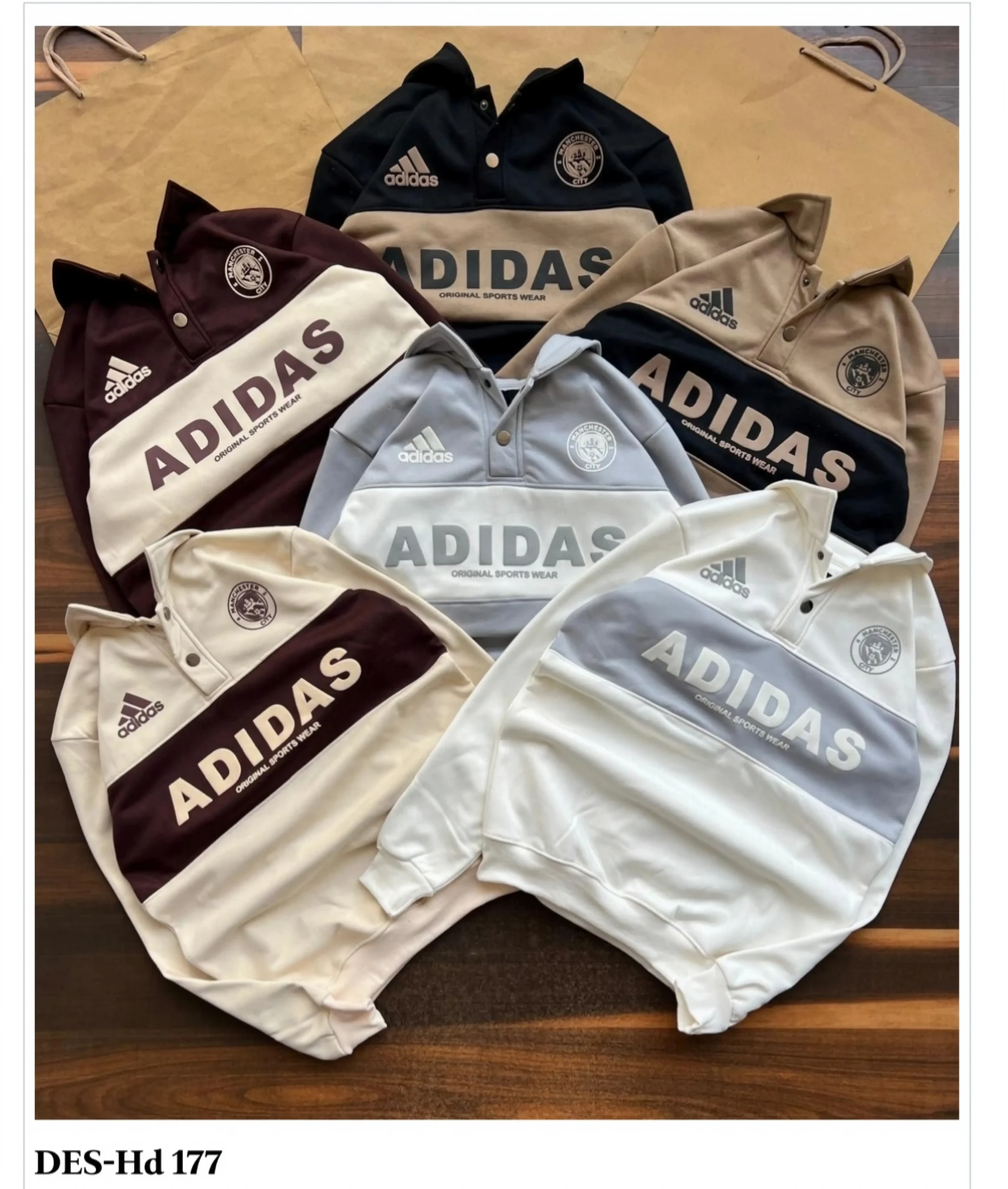 Men's Colorblock Polo Sweatshirt DES-Hd 177 (24 Pcs Set)