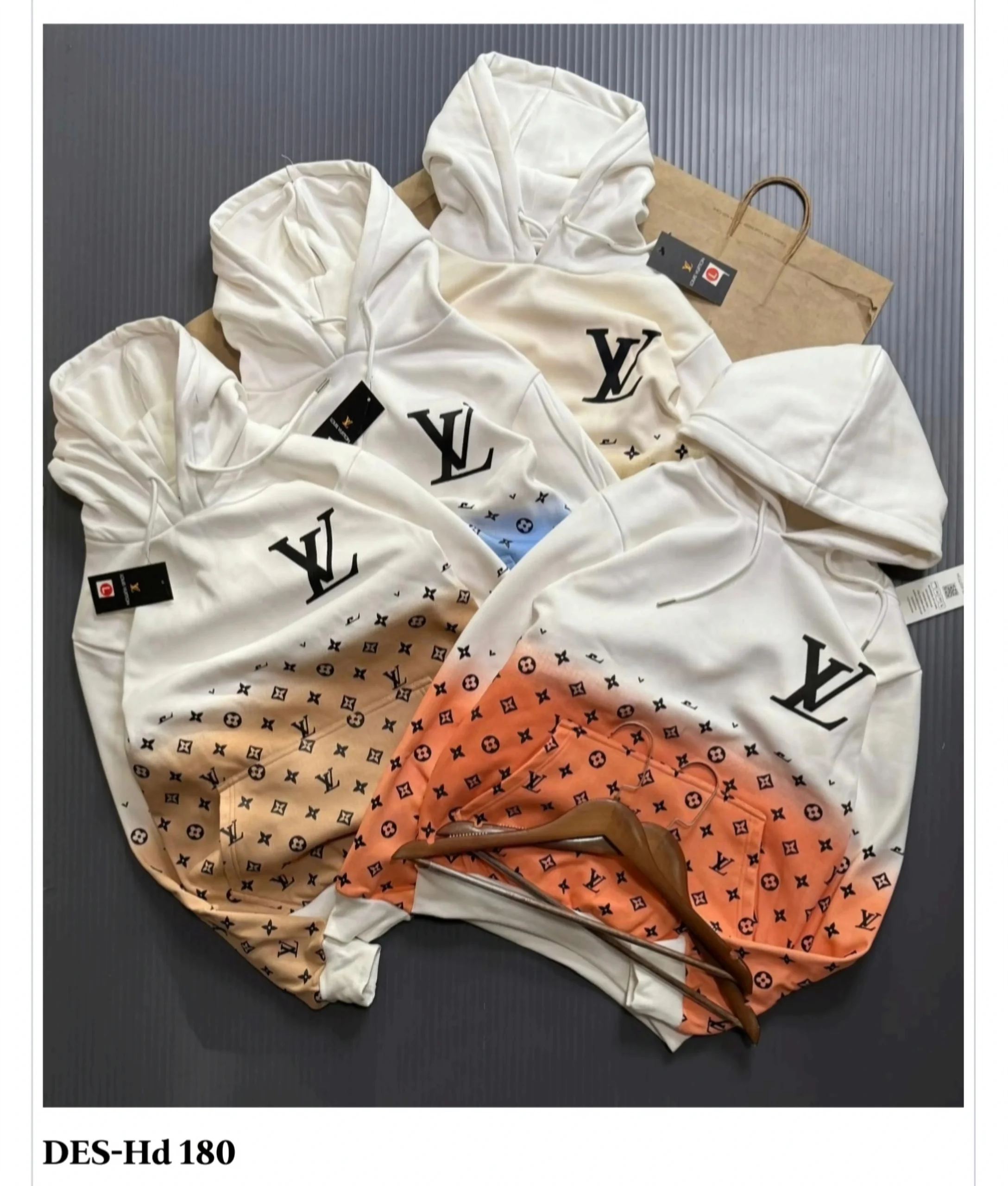 Men's Monogram Gradient Hoodie DES-Hd 180 (16 Pcs Set)