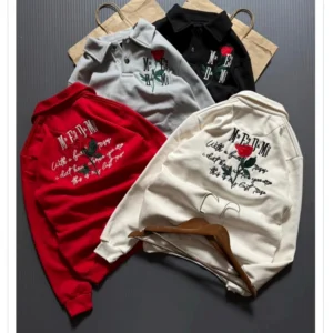 Men’s Rose Embroidered Polo Sweatshirt DES-Hd 181 (16 Pcs Set)