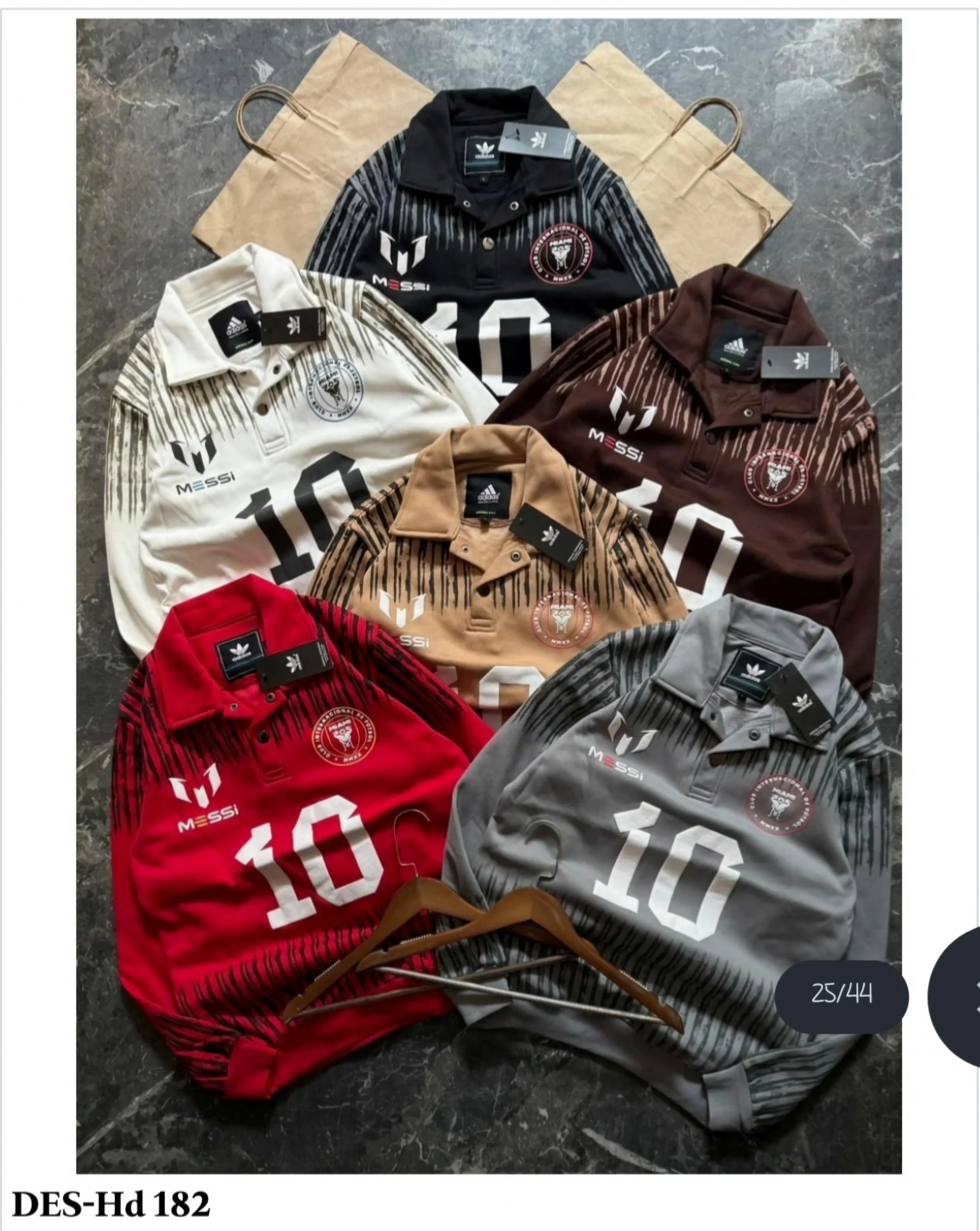 Men's Messi 10 Collared Polo Sweatshirt DES-Hd 182 (24 Pcs Set)