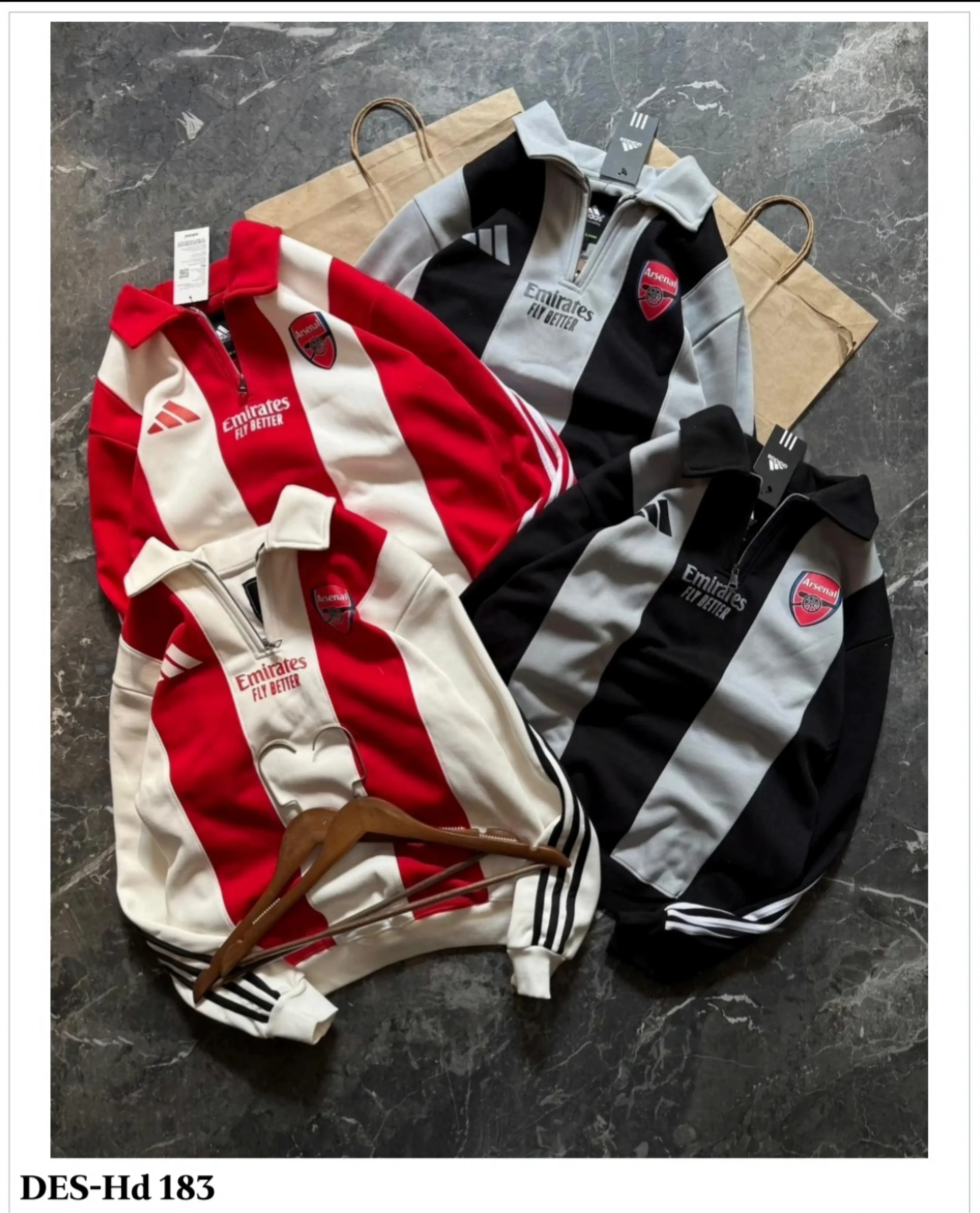 Men's Arsenal Emirates Zip Sweatshirt DES-Hd 183 (16 Pcs Set)