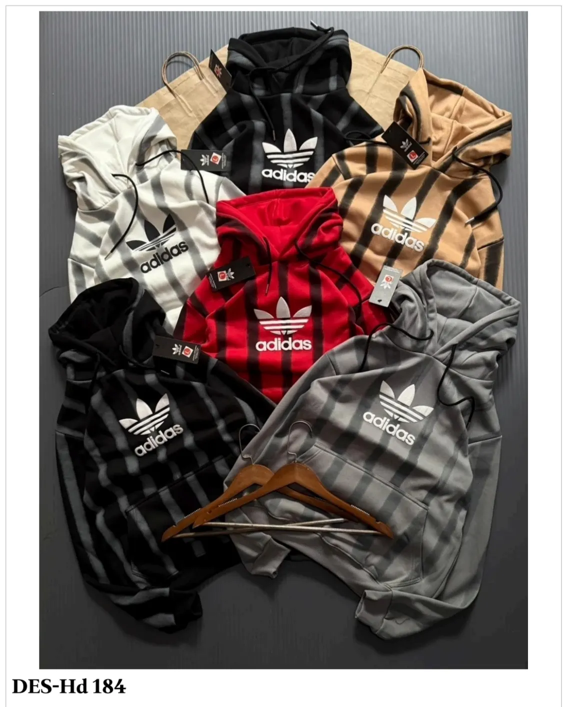Men's Striped Trefoil Pullover Hoodie DES-Hd 184 (24 Pcs Set)
