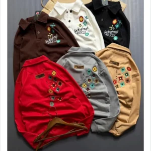 Men’s Luxury Paris Button Polo Sweatshirt DES-Hd 189 (24 Pcs Set)