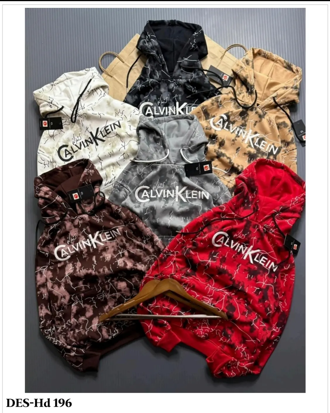 Men's Marble Dye Calvin Klein Hoodie DES-Hd 196 (12 Pcs Set)
