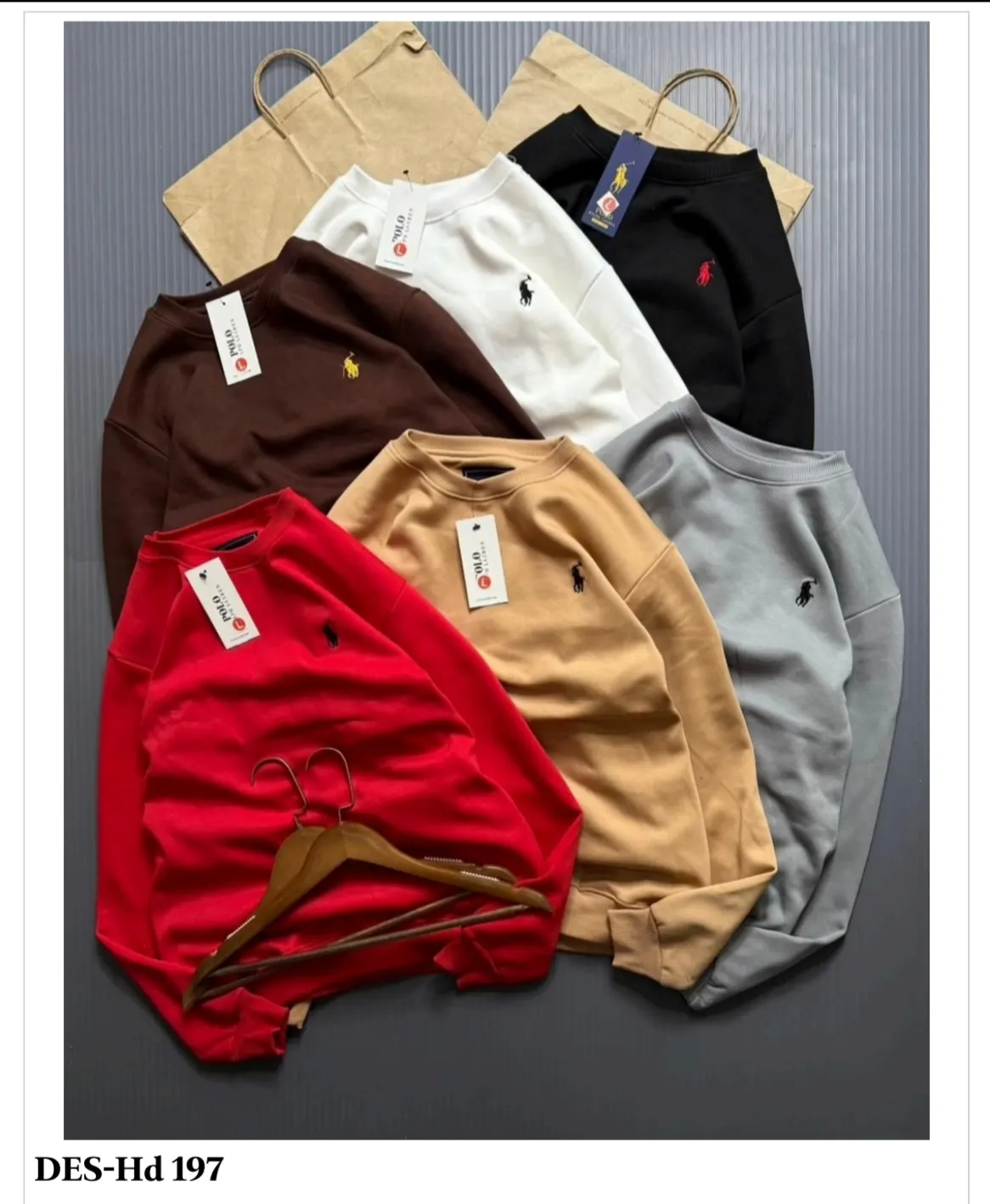 Men's Solid Crewneck Polo Sweatshirt DES-Hd 197 (24 Pcs Set)