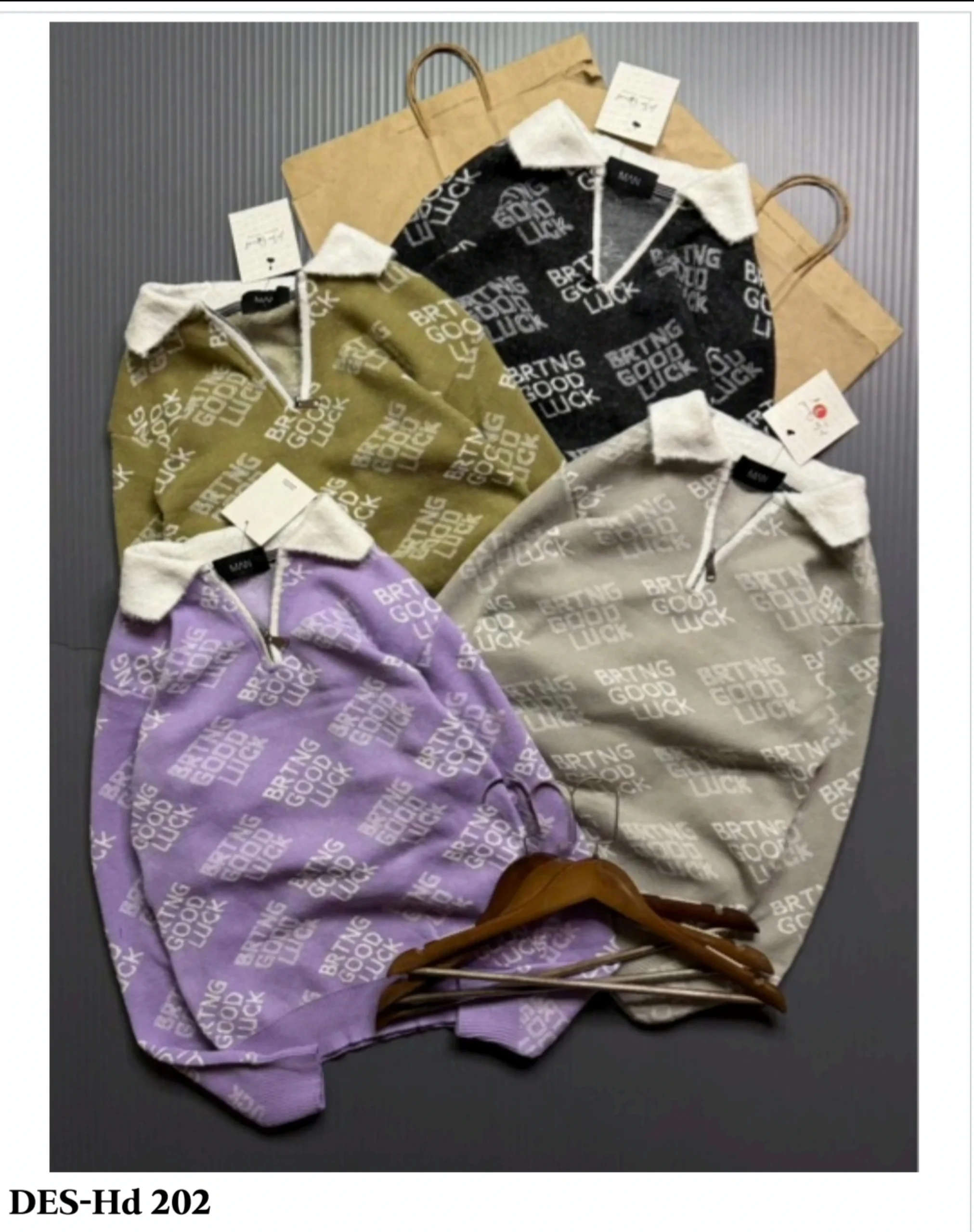 Men's All-Over Good Luck Knit Pullover DES-Hd 202 (12 Pcs Set)
