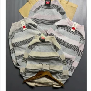Men’s Textured Stripe Crewneck Sweater DES-Hd 204 (12 Pcs Set)