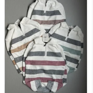 Men’s Striped Half-Zip Waffle Sweater DES-Hd 205 (12 Pcs Set)