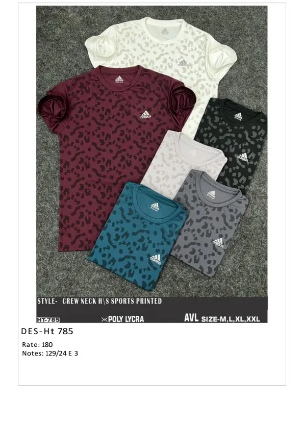 Men's Poly Lycra Sports Printed T-Shirt DES-HT-785 (24 Pcs Set)