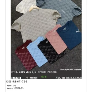 Men’s Round Neck Half Sleeve T-Shirt DES-RBHT-793 (32 Pcs Set)