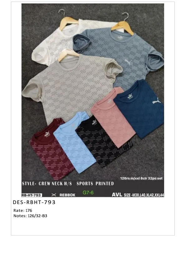 Men's Round Neck Half Sleeve T-Shirt DES-RBHT-793 (32 Pcs Set)