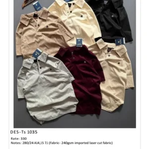 Men’s Imported Laser Cut T-Shirt DES-TS-1035 (16 Pcs Set)