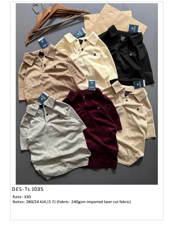 Men's Imported Laser Cut T-Shirt DES-TS-1035 (16 Pcs Set)