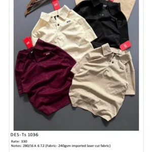Men’s Imported Laser Cut T-Shirt DES-TS-1036 (16 Pcs Set)