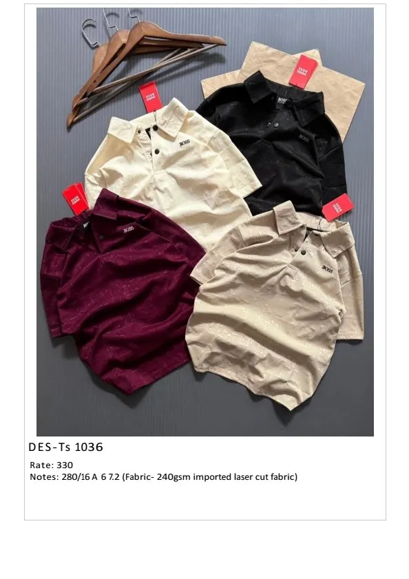 Men's Imported Laser Cut T-Shirt DES-TS-1036 (16 Pcs Set)