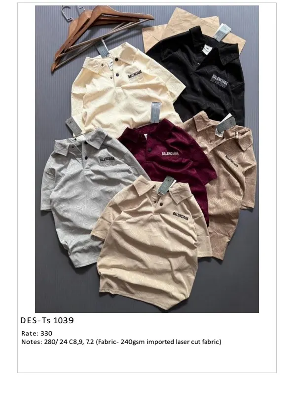 Men's Imported Laser Cut T-Shirt DES-TS-1039 (24 Pcs Set)