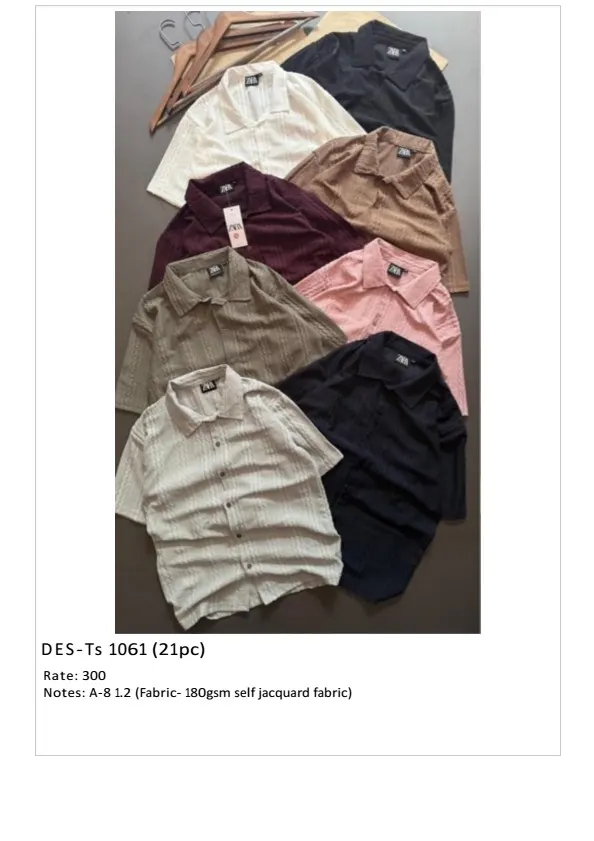 Men's Self Jacquard T-Shirt DES-TS-1061 (21 Pcs Set)
