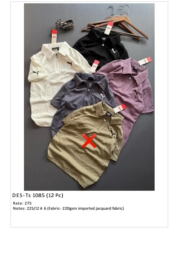 Men's Imported Jacquard T-Shirt DES-TS-1085 (12 Pcs Set)