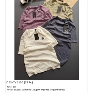 Men’s Imported Jacquard T-Shirt DES-TS-1100 (12 Pcs Set)