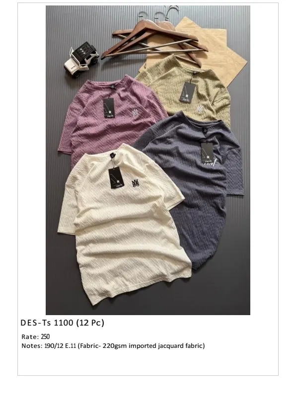 Men's Imported Jacquard T-Shirt DES-TS-1100 (12 Pcs Set)