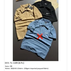 Men’s Imported Jacquard T-Shirt DES-TS-1109 (6 Pcs Set)