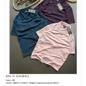 Men’s Zara Jacquard T-Shirt DES-TS-1114 (9 Pcs Set)