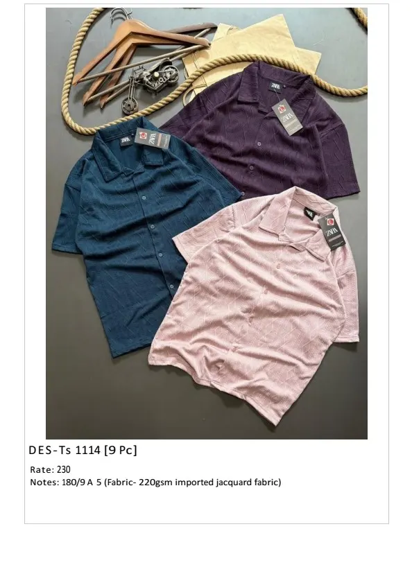 Men's Zara Jacquard T-Shirt DES-TS-1114 (9 Pcs Set)