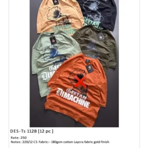 Men’s Cotton Lycra Gold Finish T-Shirt DES-TS-1128 (12 Pcs Set)