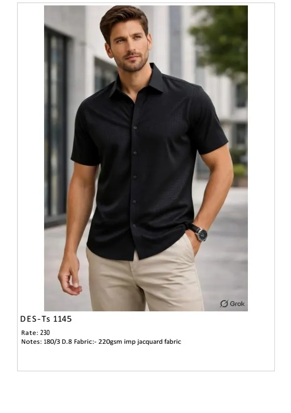 Men's Imported Jacquard T-Shirt DES-TS-1145 (12 Pcs Set)