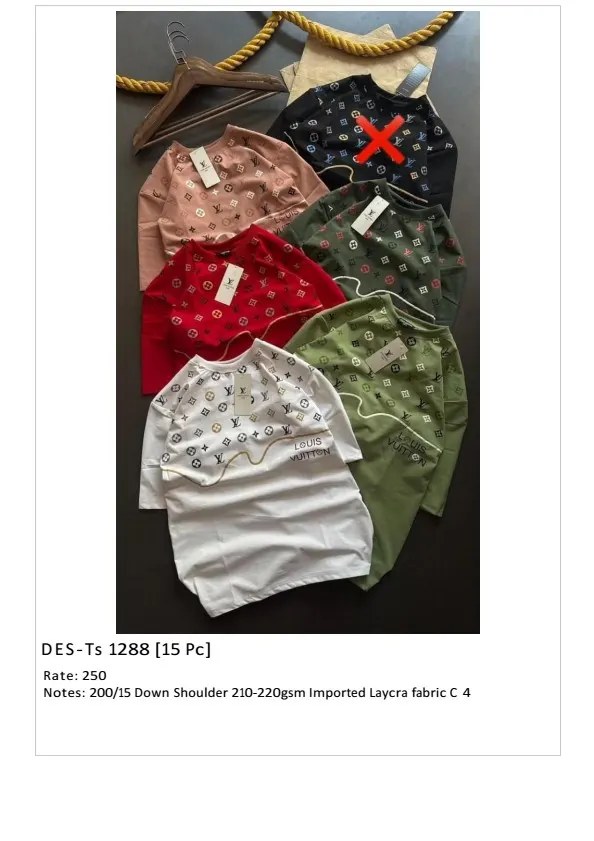 Men's Louis Vuitton Down Shoulder T-Shirt DES-TS-1288 (15 Pcs Set)