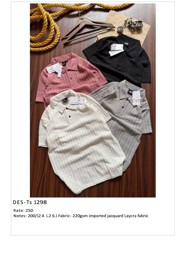 Men's Jacquard Lycra Polo T-Shirt DES-TS-1298 (12 Pcs Set)