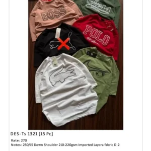 Men’s Down Shoulder Multi-Brand T-Shirt DES-TS-1321 (15 Pcs Set)