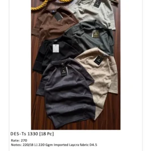 Men’s Kitai Imported Lycra T-Shirt DES-TS-1330 (18 Pcs Set)