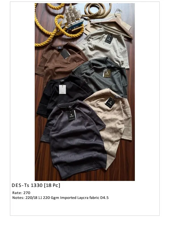 Men's Kitai Imported Lycra T-Shirt DES-TS-1330 (18 Pcs Set)