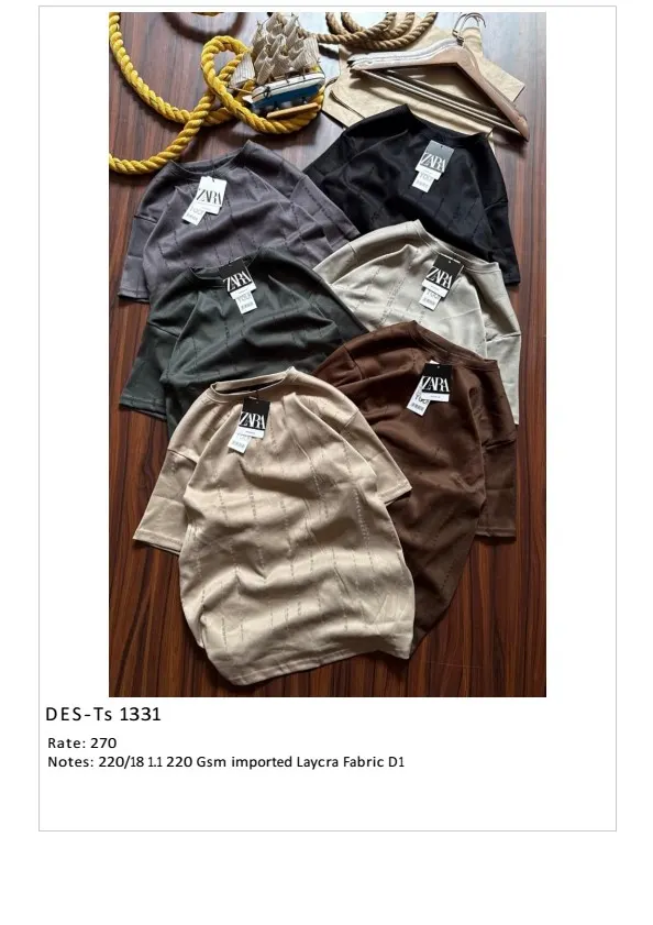 Men's Zara Imported Lycra T-Shirt DES-TS-1331 (18 Pcs Set)